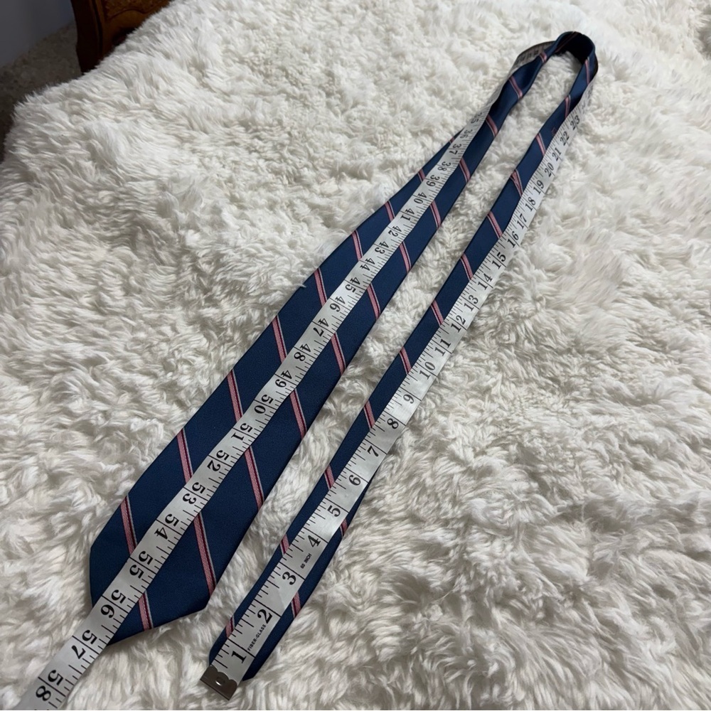 Christian Dior Navy and Light Pink Striped Tie - Picture 7 of 10